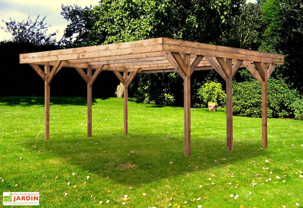 Carport Bois Double Enzo 2 Voitures Teinte Marron 6x5 1x2 73