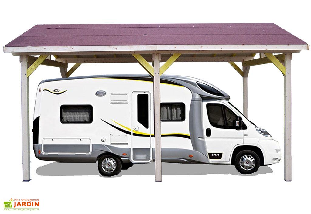 Carport Bois Contrecolle Double Pente 30 3 5x6m Special Camping