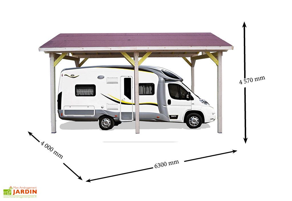Carport Bois Contrecollé Double Pente 30° 3 5x6m Spécial