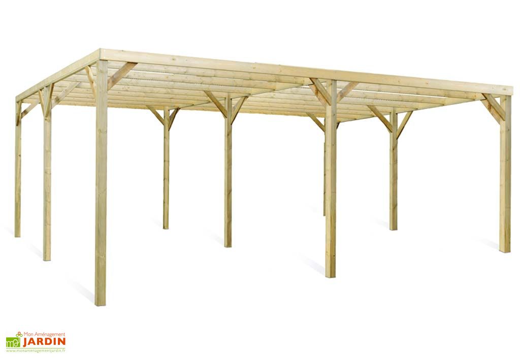 Carport Bois Monza 2 Voitures Autoclave Cl 3 5x6x2 41 Jardipolys