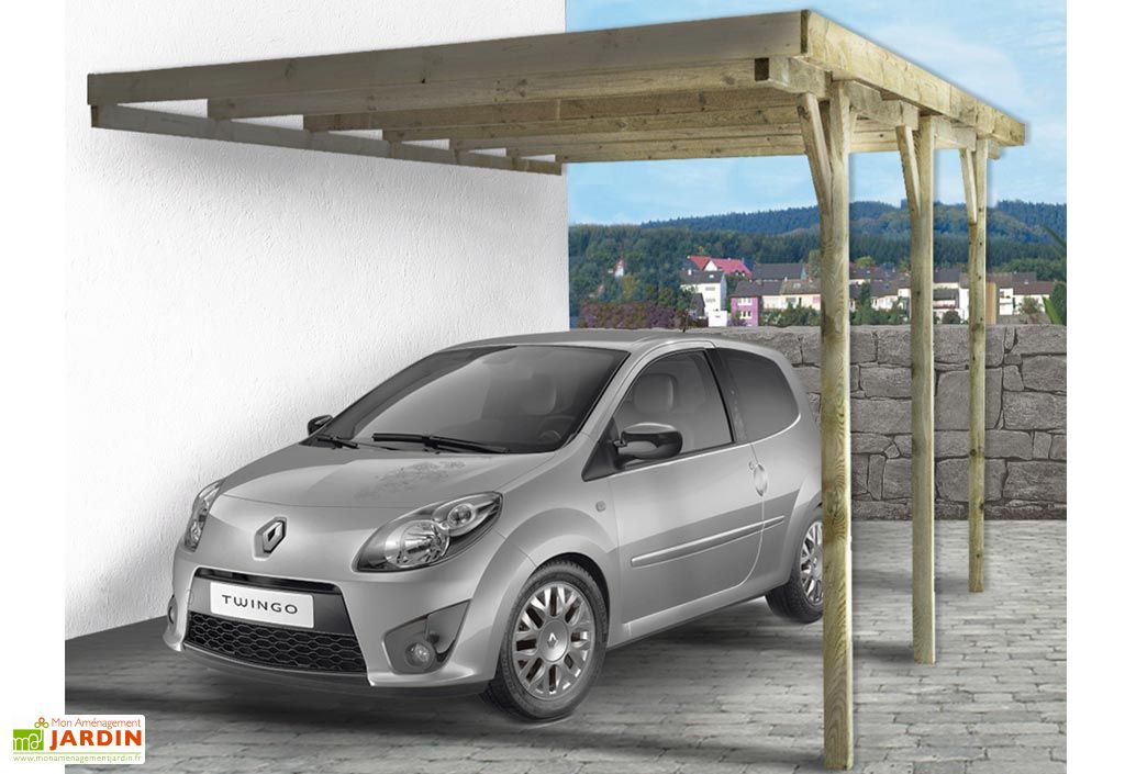 Carport Bois Adossant Gus 3x5 2x2 5 Madeira