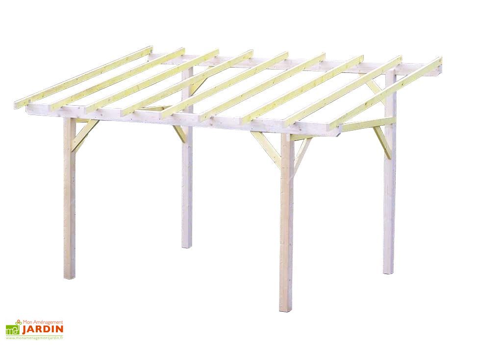 Carport Bois Toit 1 Pente Sans Couverture 5 X 3 M Habrita