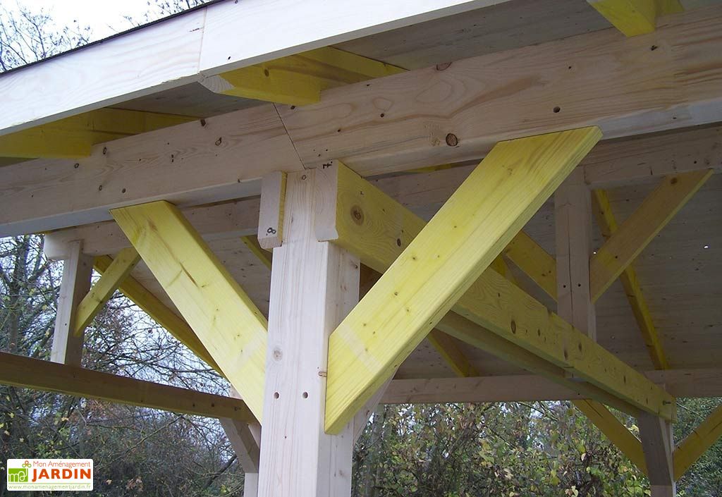 Carport Bois Toit 2 Pentes Bardeaux Bitumes 6 X 4 5 M Habrita