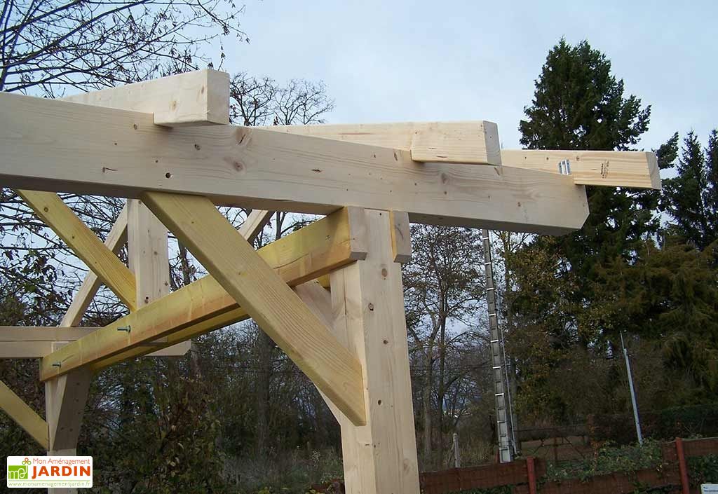 Carport Bois Toit 2 Pentes Pour Tuiles Sans Couverture 5 X 3 5 M Habrita