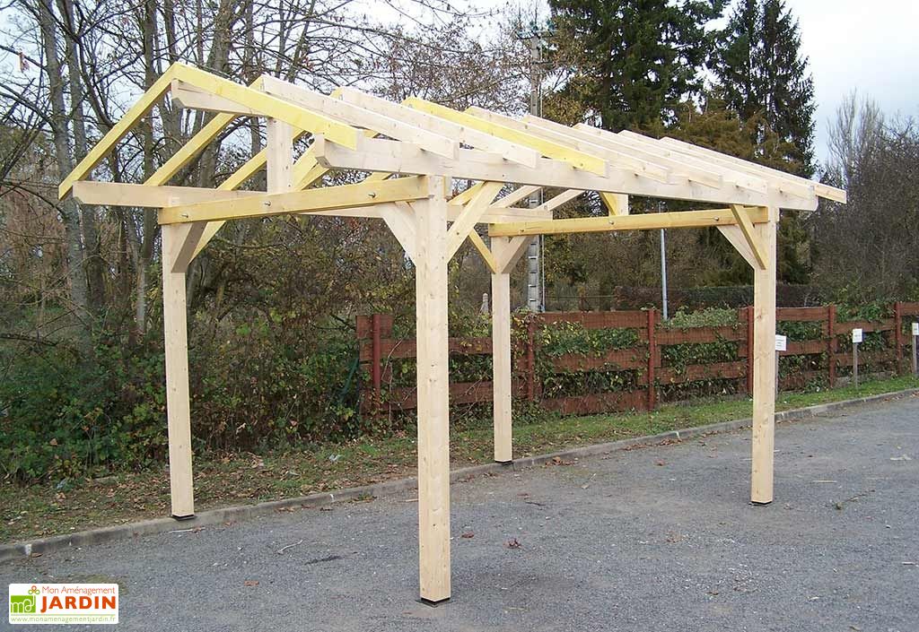 Carport Bois Toit 2 Pentes Pour Tuiles Sans Couverture 5 X 3 5 M Habrita