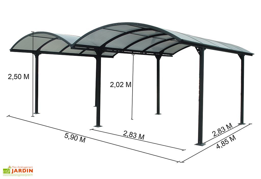 Carport Métal Double à Toit Rond En Polycarbonate