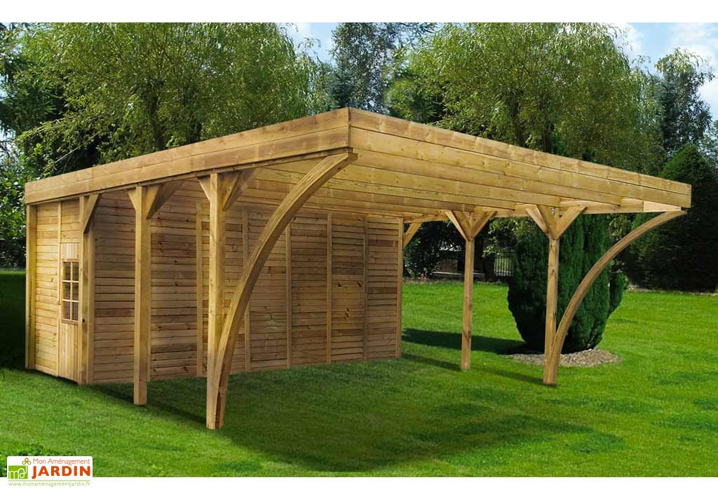 Carport Double Abri Bois Traite Autoclave Et Polycarbonate Aymar