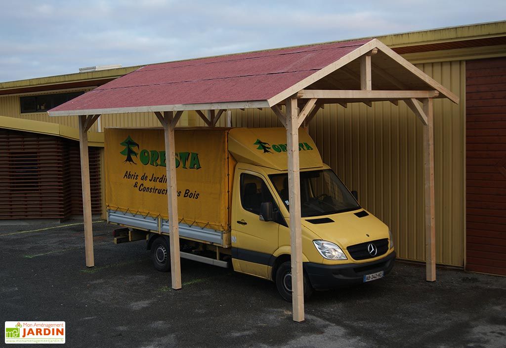 Carport Bois Contrecolle Double Pente 30 3 5x6m Special Camping