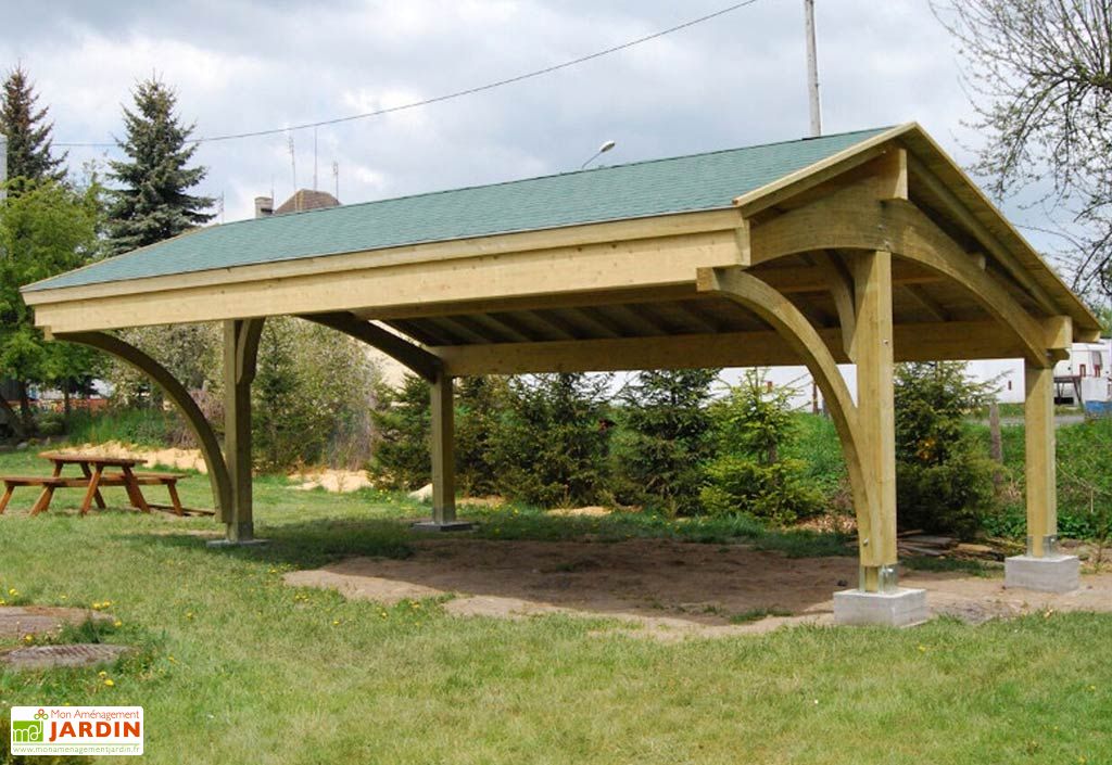 Carport Double En Épicéa Traité Et Lamellé Collé