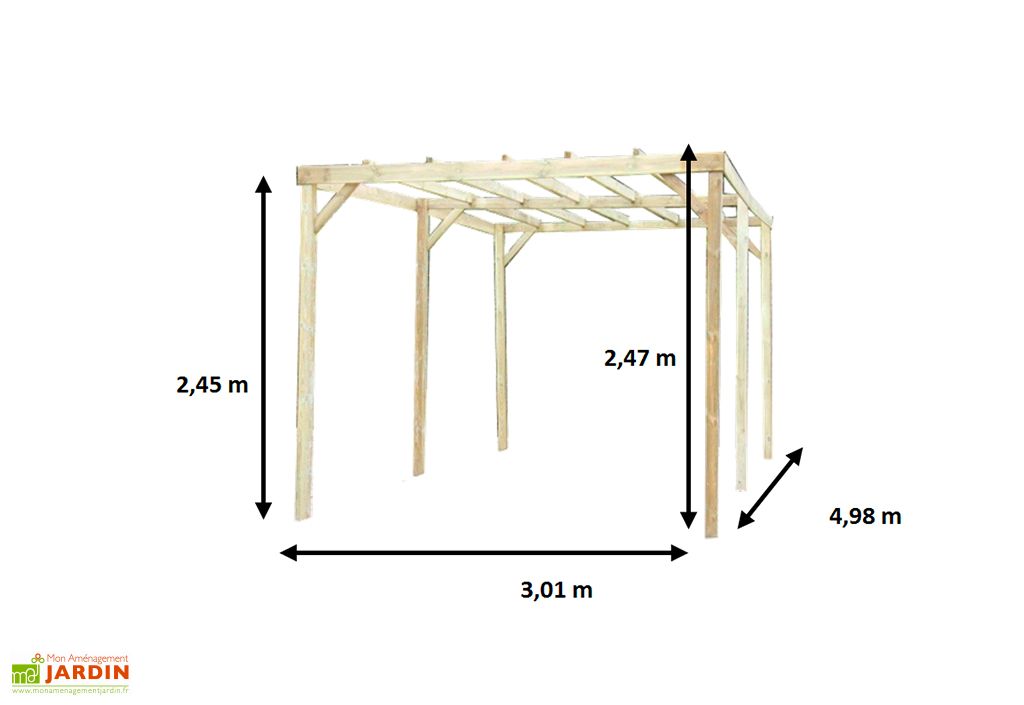 Carport Sans Couverture En Bois De Pin Traite 15 M Habrita