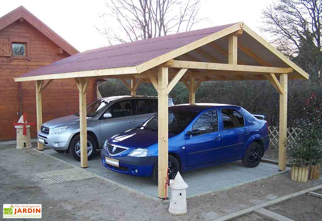 Carport Bois Contrecolle Double Pente 30 Avec Feutre Bitume 3
