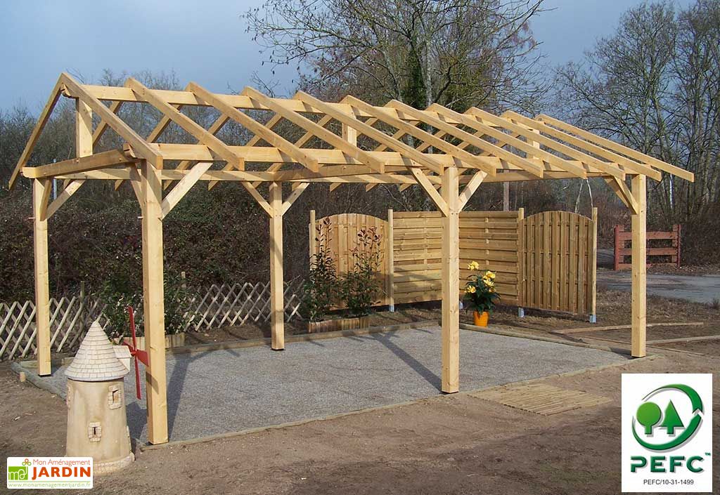 Carport Bois Double Pente 30° 3 5x6m Habrita