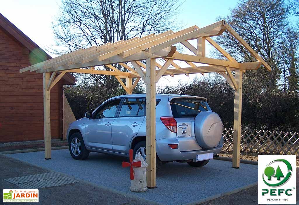 Carport Bois Double Pente 30 3x4m Habrita