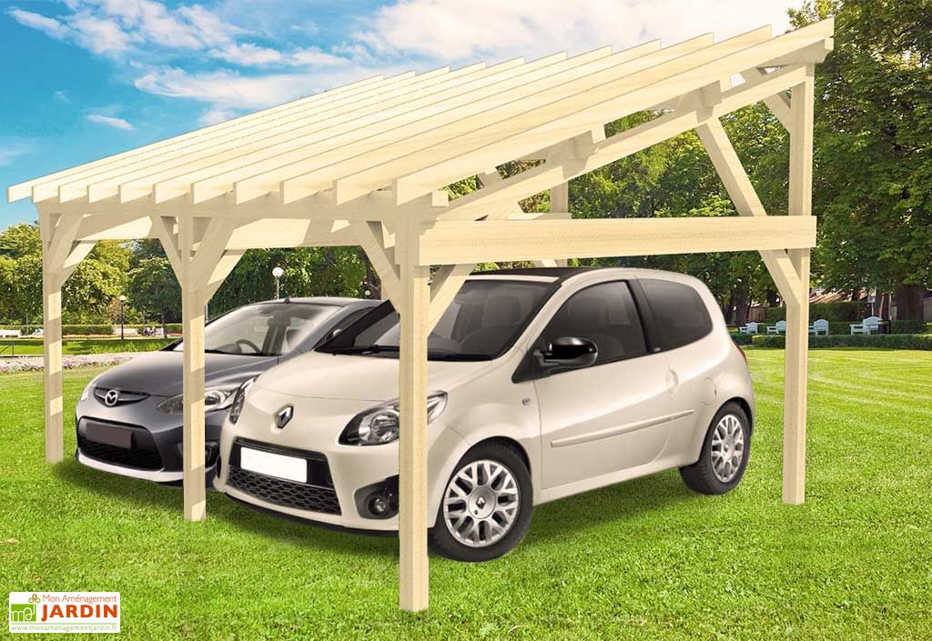 Carport Bois Contrecolle Adossable Monopente 15 2 Voitures 5x6m