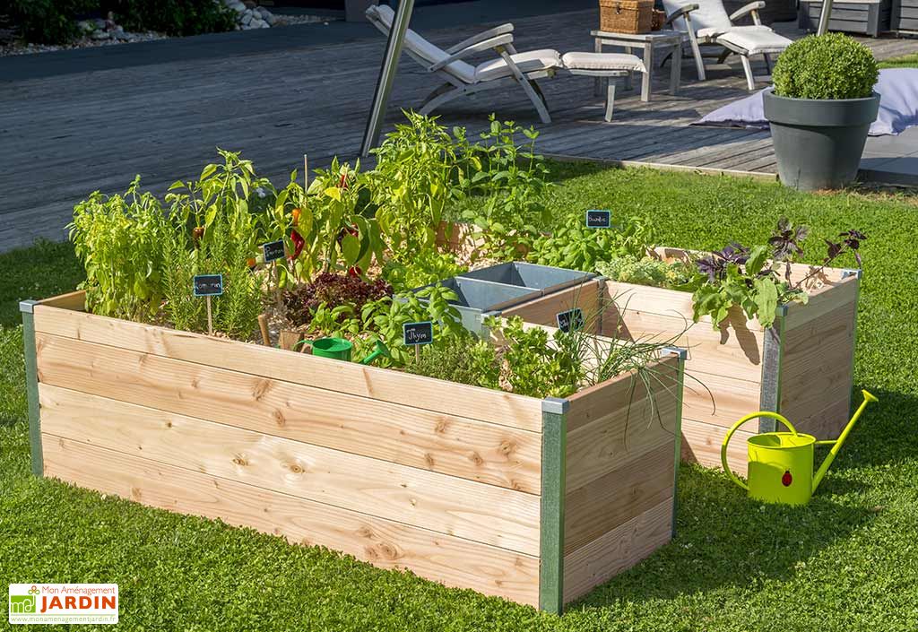 Carre Potager En Bois Avec Composteurs Keyhole Garden 170 X 174 5