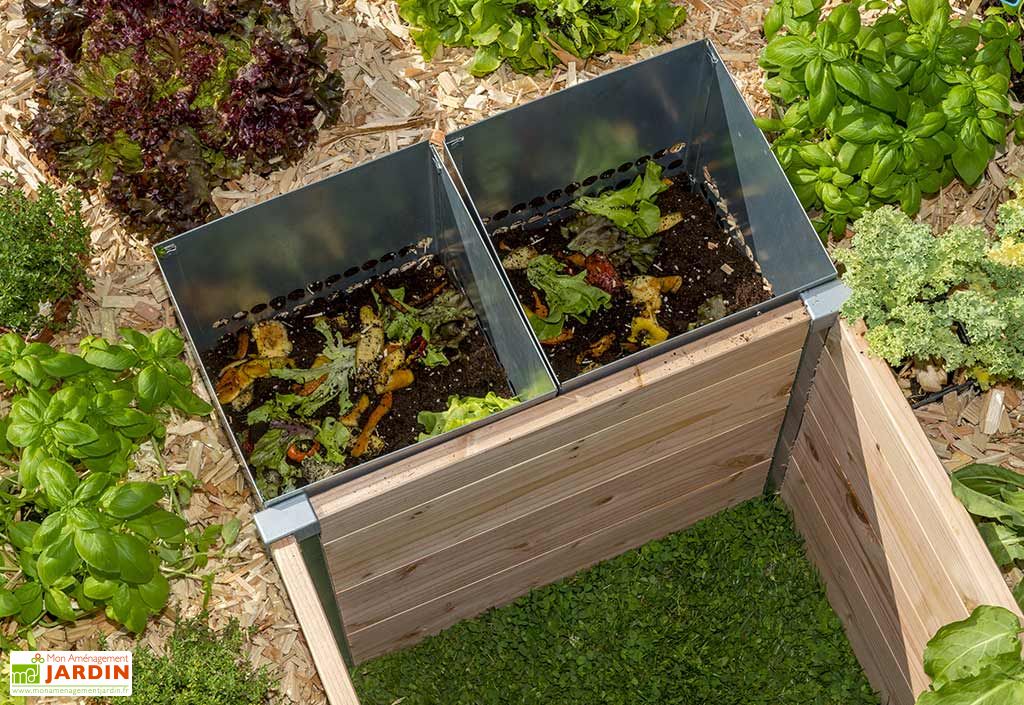 Carre Potager En Bois Avec Composteurs Keyhole Garden 170 X 174 5
