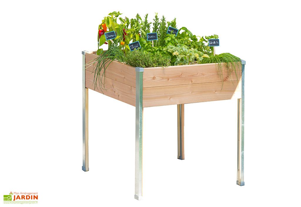 Bois Francais Imputrescible Carre Potager Sur Pied En Bois Douglas 19 Mm 75 X 80 X 80 Cm