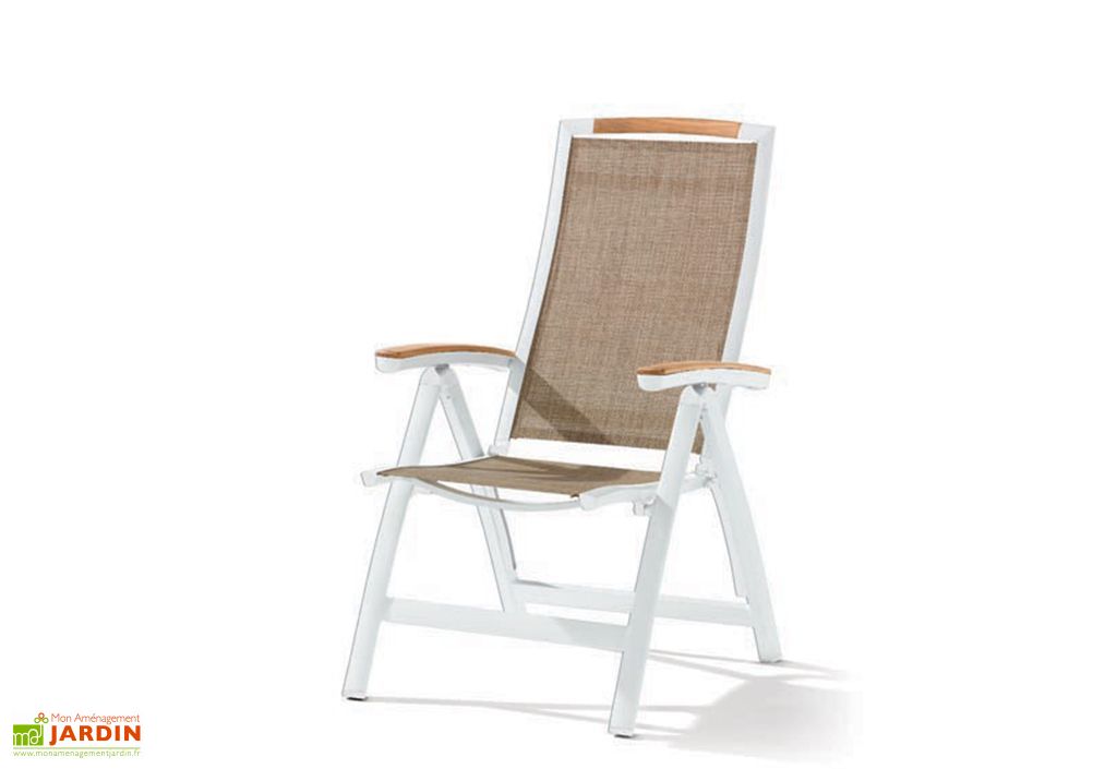 Chaise De Jardin Alu Et Teck Pliable 6 Positions Catena Blanc Lot