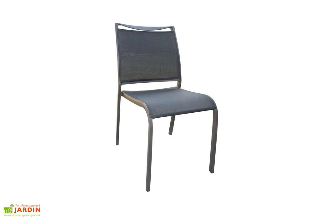 Aluminium Madrid Textilene Dcb Noir Et Jardin De Empilable Chaise