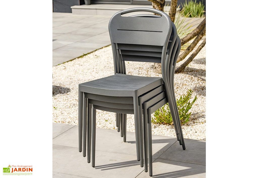 chaise de jardin empilable en aluminium madelia gris anthracite city garden