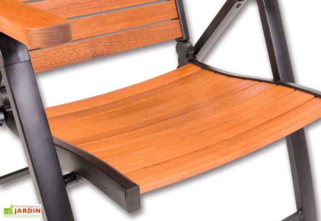 Chaise de Jardin Pliante en Bois d’Eucalyptus et Aluminium Flamingo