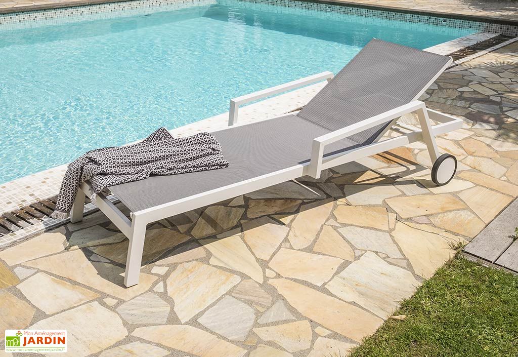 Chaise Longue En Aluminium Et Textilene Ibiza Paris Garden