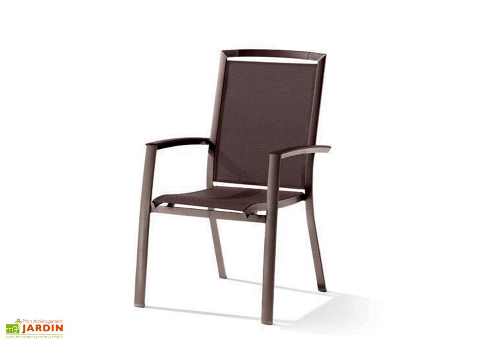 Chaise De Jardin Alu Et Textilux Empilable Trento Mocca Lot De 6