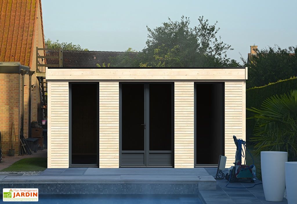 Chalet En Bois Habitable Isole 90 Mm Double Vitrage Toit Plat 15