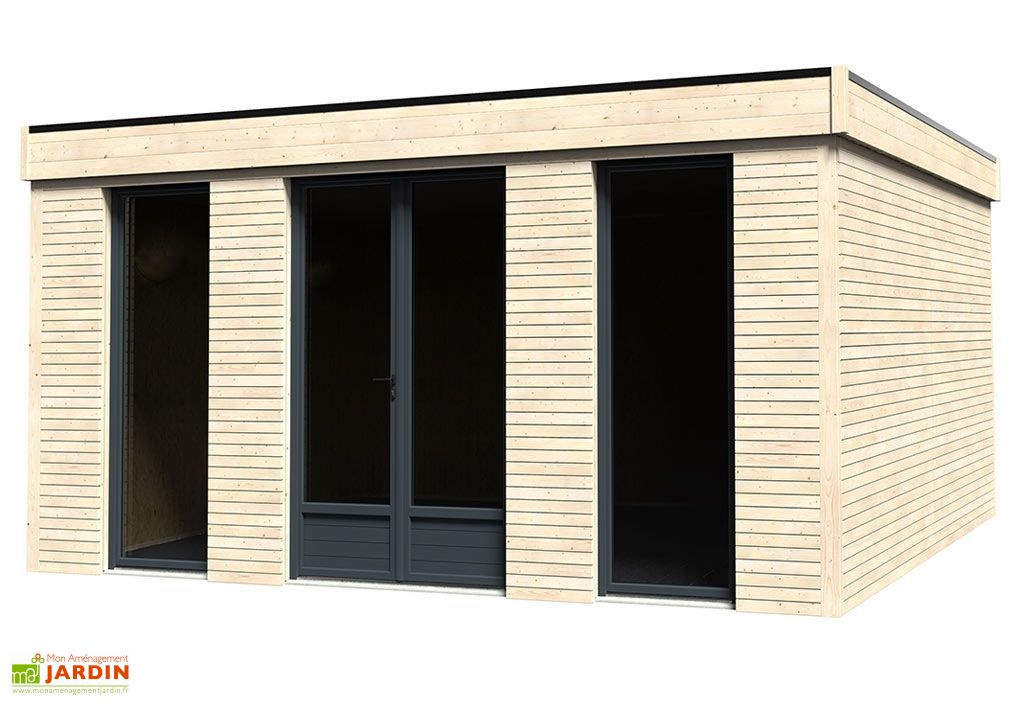 Chalet En Bois Habitable Isole 90 Mm Double Vitrage Toit Plat 21