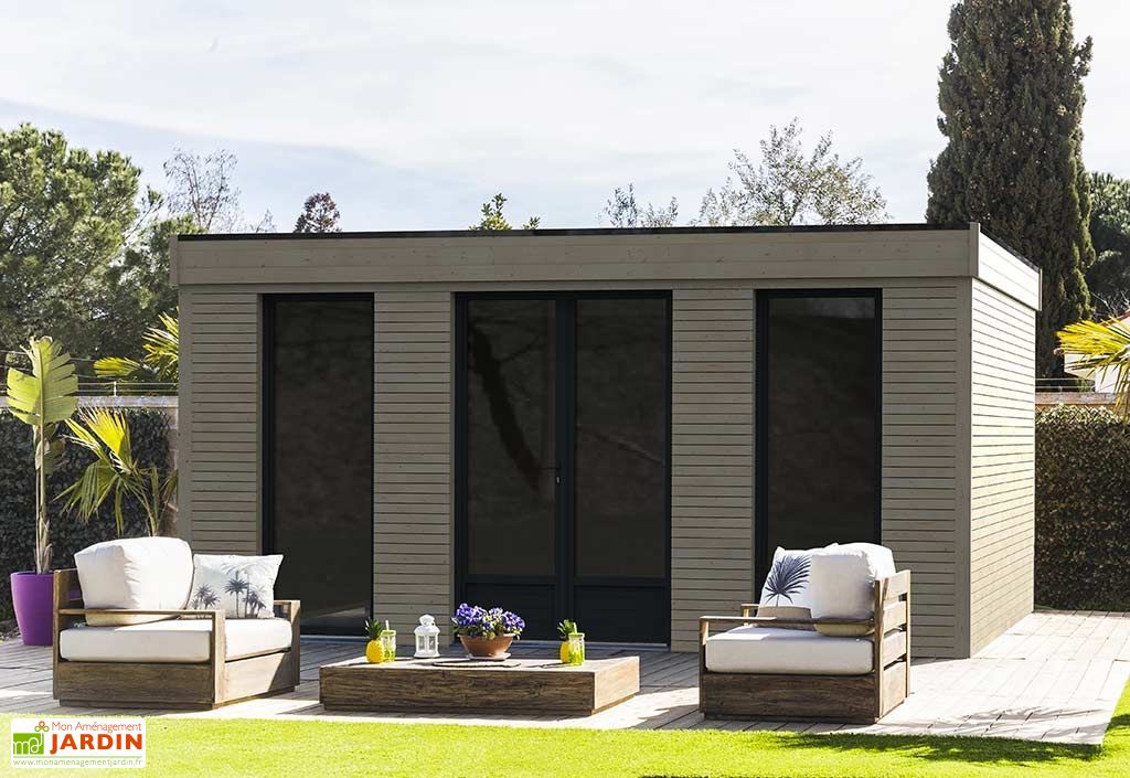 Chalet En Bois Habitable Isole 90 Mm Double Vitrage Toit Plat 21
