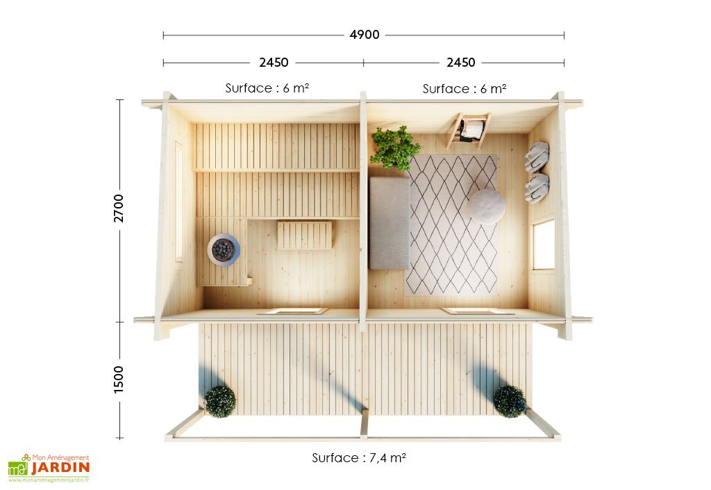 Taille Sauna 2 Personnes Sauna D Exterieur En Bois D Epicea Brut Avec Terrasse Kihu 13 M