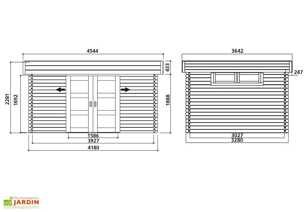 Abri De Jardin En Bois Brut Viborg 40 Mm 14 M Avec Toit Plat Solid