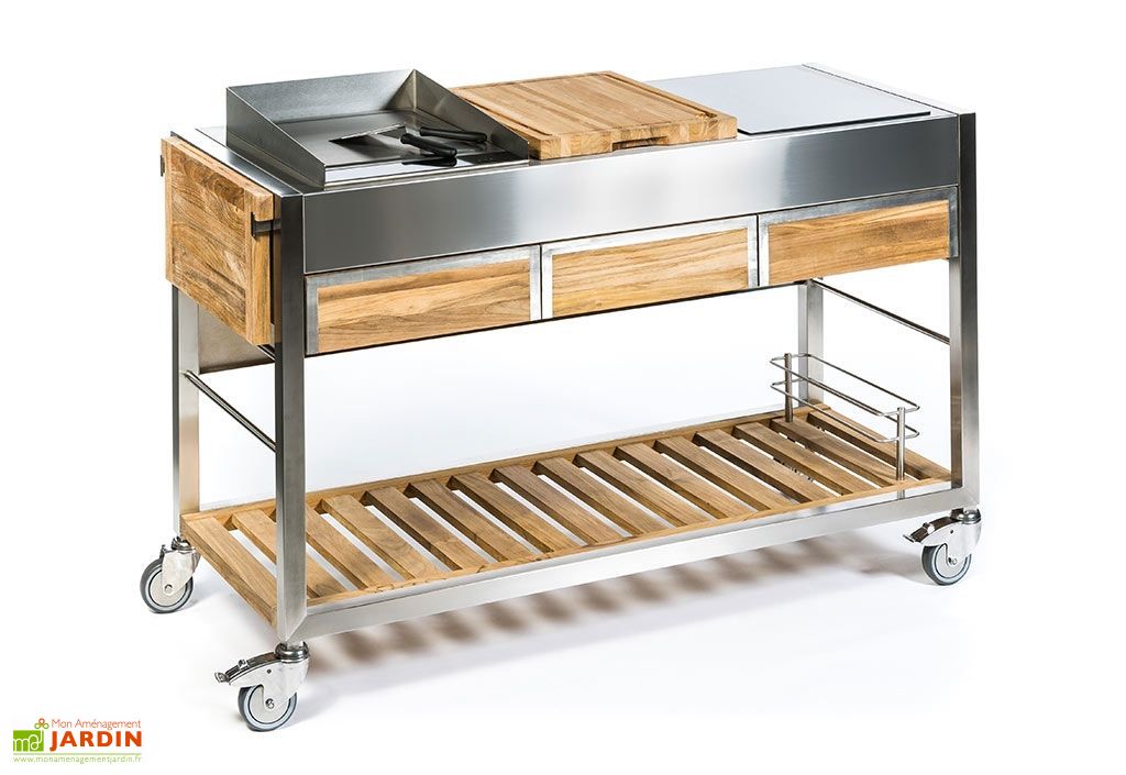 Chariot Pour Cuisine Exterieure Acier Et Teck Tomboy Ultimo Indu