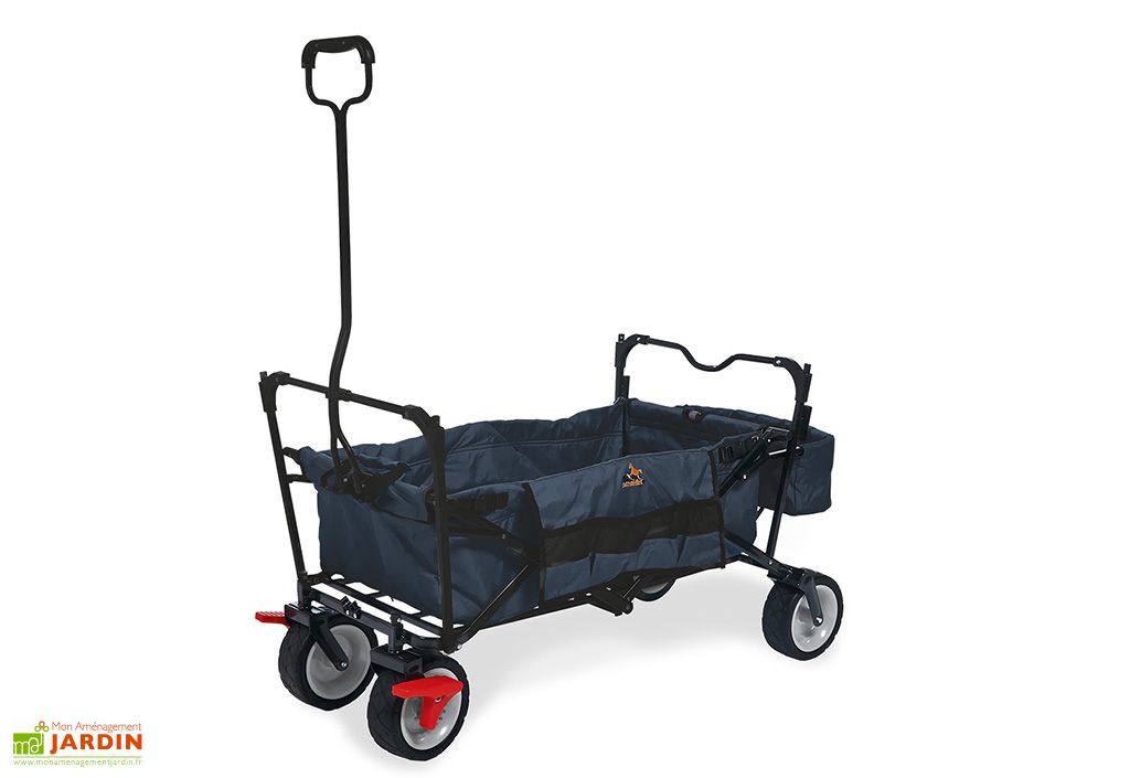 Hauki Chariot Transport Pliable avec Toit Bleu-Gris Chariot à Main Hauki Chariot Transport Pliable avec Toit Bleu-Gris Chariot à Main