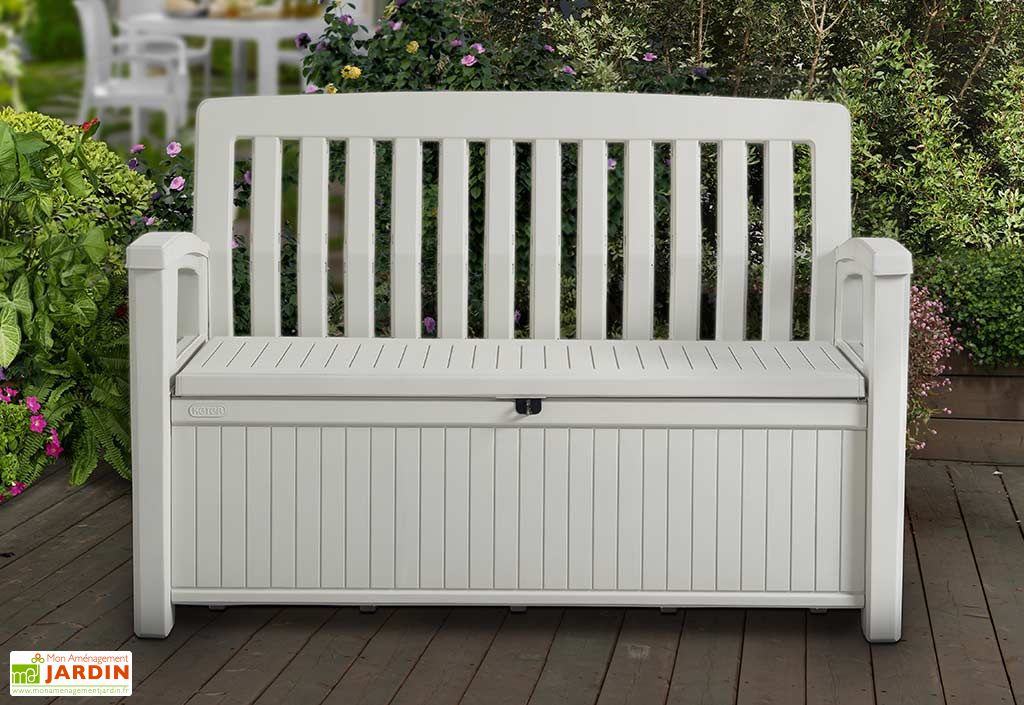 Banc Coffre De Jardin Polypropylene Blanc 227 L 63x138cm Keter