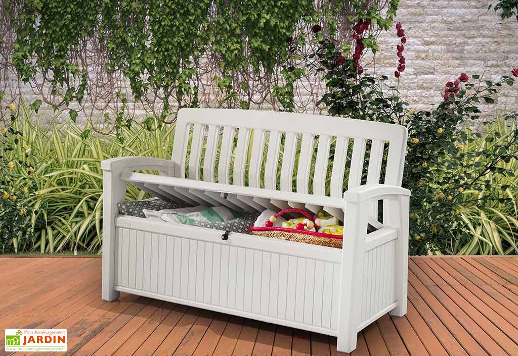 Banc Coffre De Jardin Polypropylene Blanc 227 L 63x138cm Keter