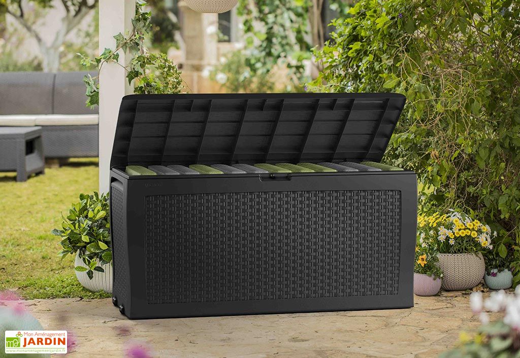 coffre de jardin keter gris en resine tressee samoa 270 l keter
