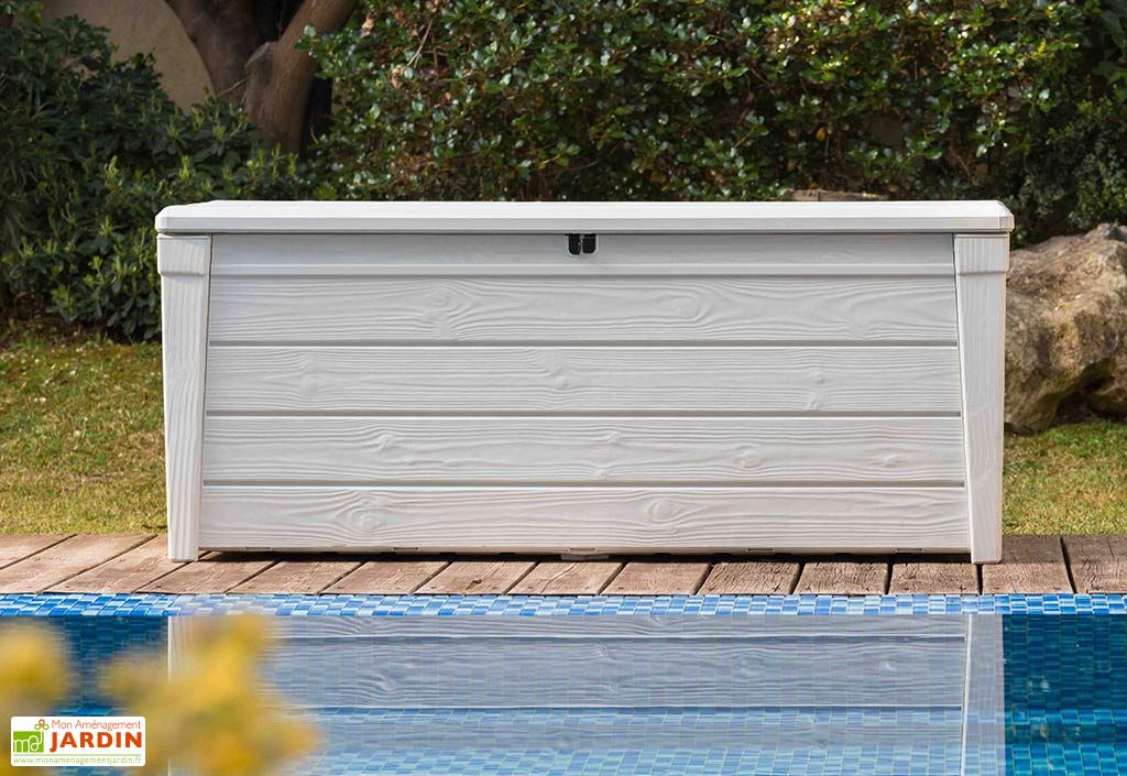 Coffre De Jardin Et Piscine Keter Blanc En Resine Pool Box 455 L Keter