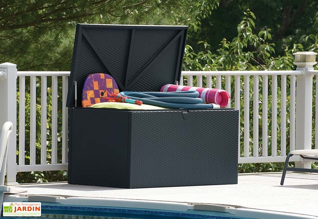 Coffre De Rangement Jardin En Acier Galvanise Gris Anthracite 509 L Shelter Logic