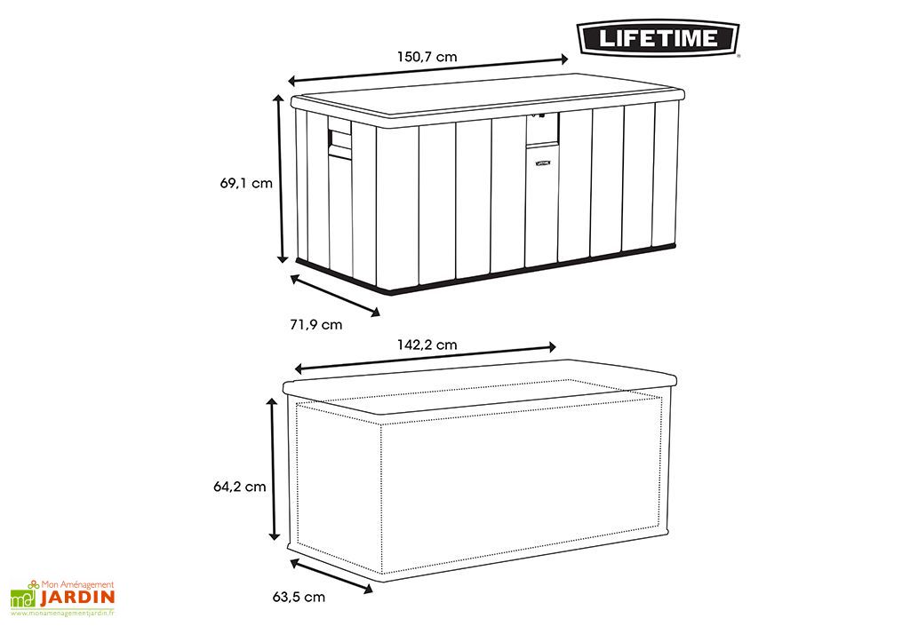 Coffre De Rangement En Lifetime En Pehd Imitation Bois 570 L