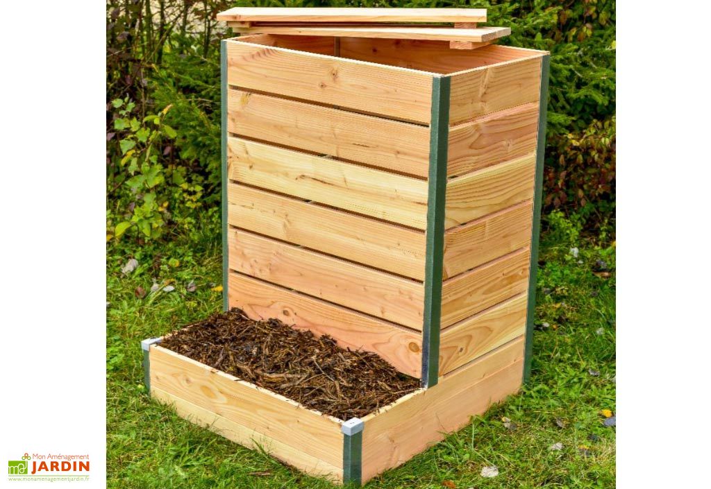 Bois Francais Imputrescible Composteur Bois Douglas 19 Mm Avec Acces Direct 80 X 75 X 100 Cm