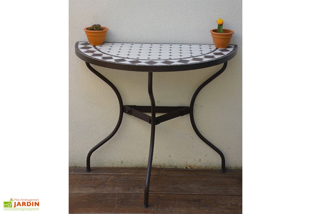 Console De Jardin Demi Lune En Metal Et Mosaique 45 X 90 Cm Givex