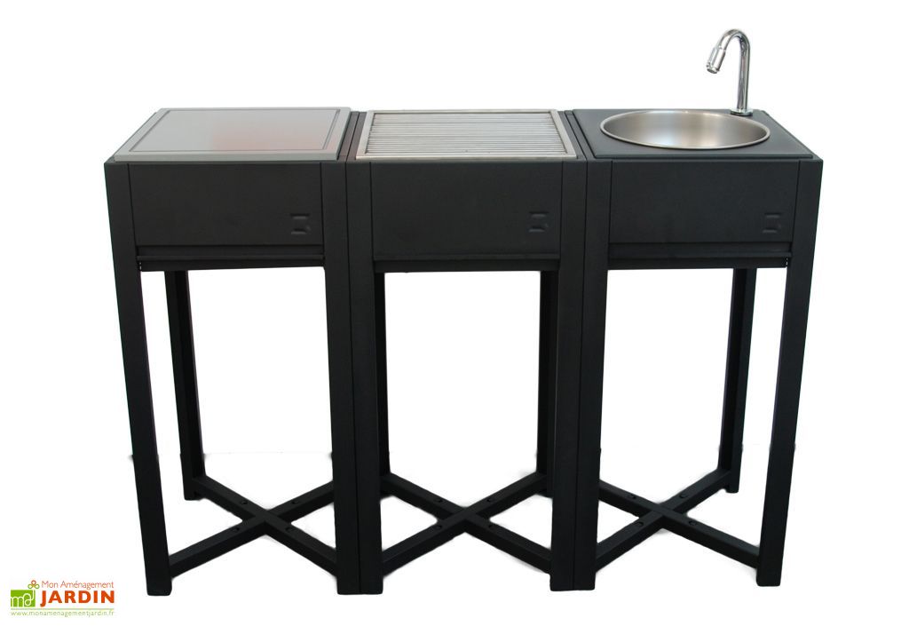 Cuisine D Exterieur Modules Evier Bbq Bois Desserte Oneq