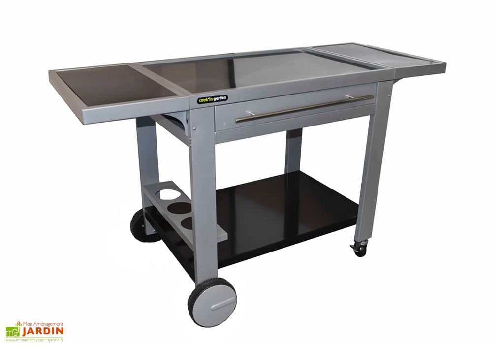 Desserte pour Plancha en Acier Média XL 150 cm - Tablettes ...