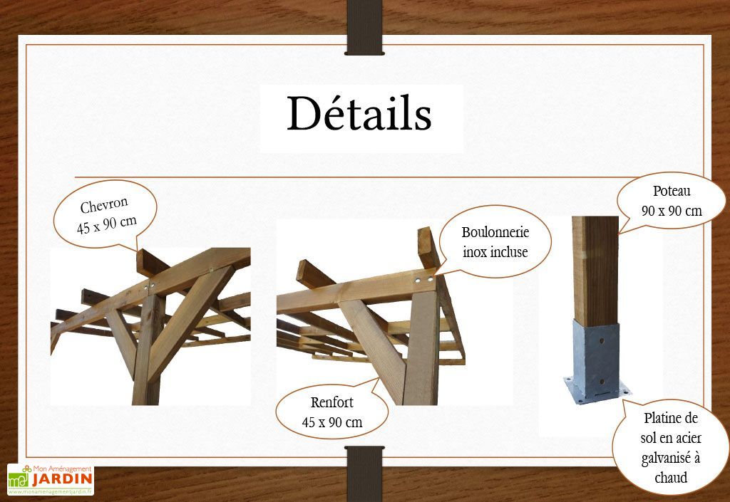 Pergola En Bois Traite Autoclave Avec Polycarbonate 6mm 3x5 5m Chalet Jardin