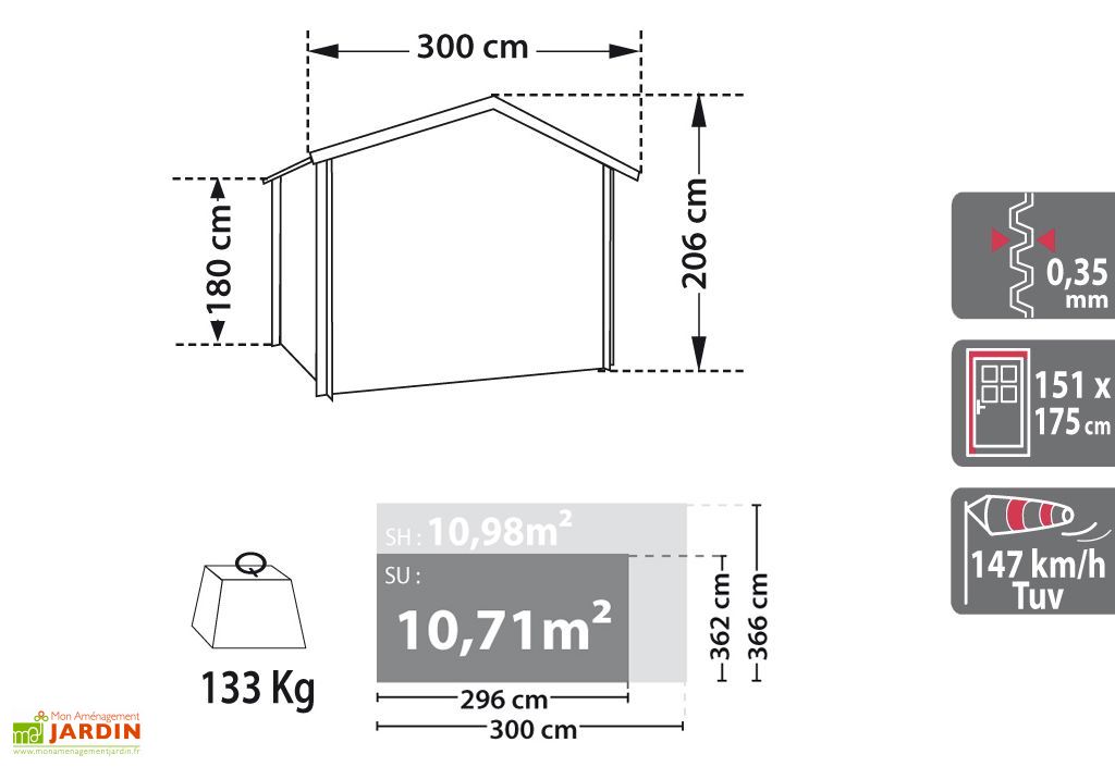 abri de jardin metal absco regent za 300x366x206 forest style