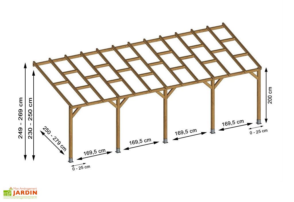 pergola en bois traite autoclave sans couverture 3x7 4m chalet jardin