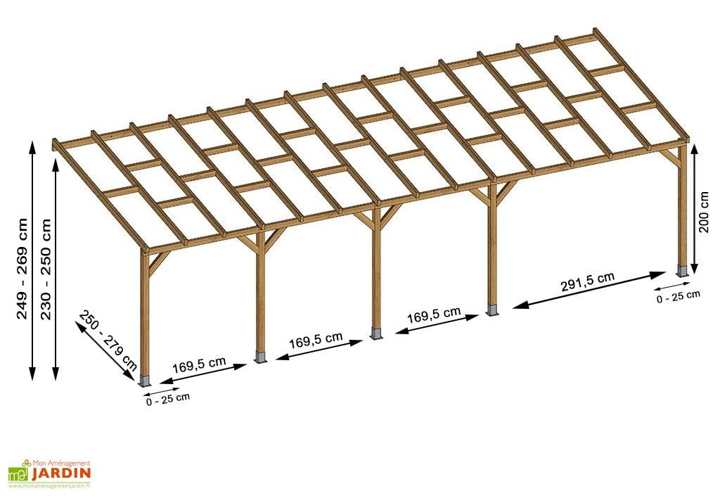 Pergola En Bois Traite Autoclave Sans Couverture 3x8 6m Chalet Jardin