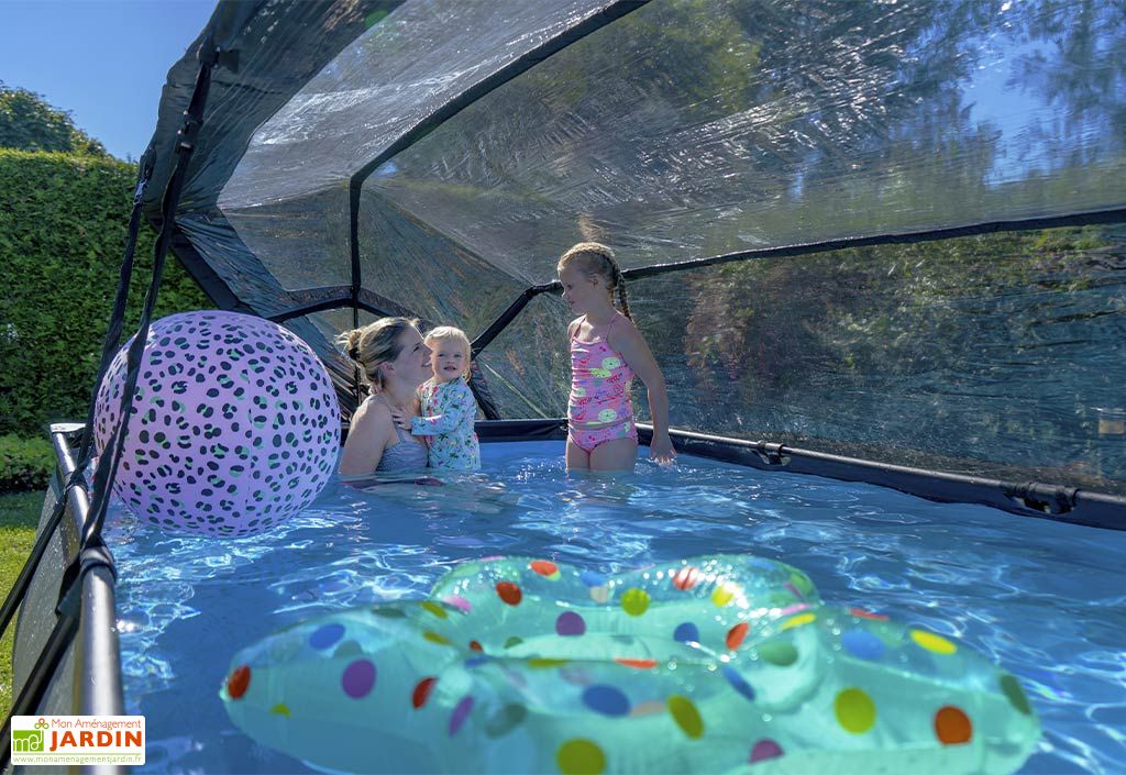 dome de protection pour piscine rectangulaire 220 x 150 cm exit toys