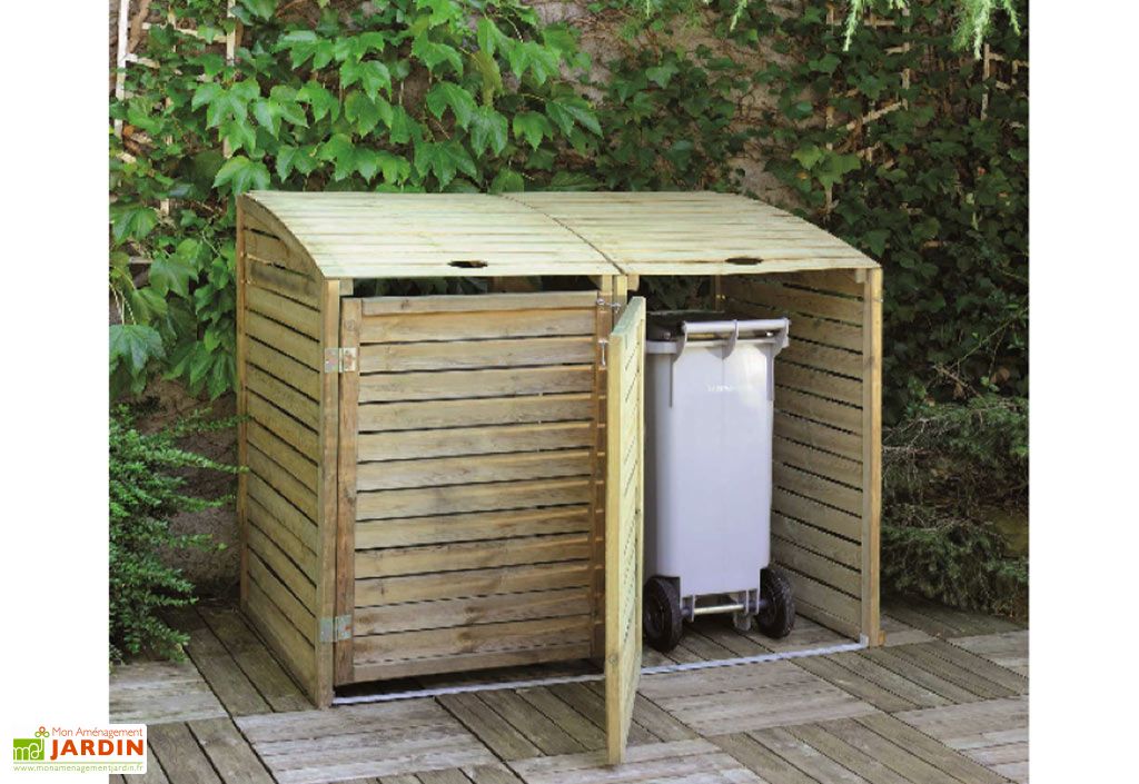 Cache Poubelle Double En Bois Traite Dioica Jardipolys